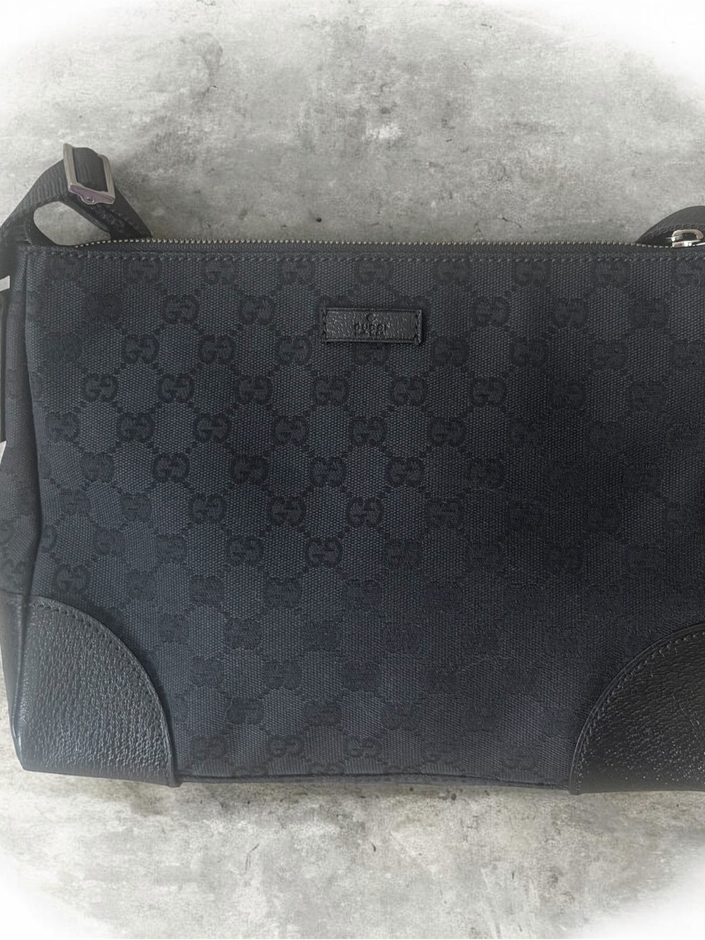 Gucci Black GG Canvas Messenger Crossbody